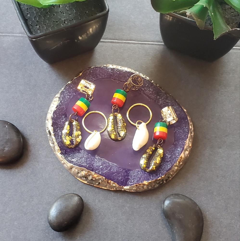 🚥 "Island Vibes" 5-piece Handmade Hair Jewelry Accessory Set for Locs, Hair...